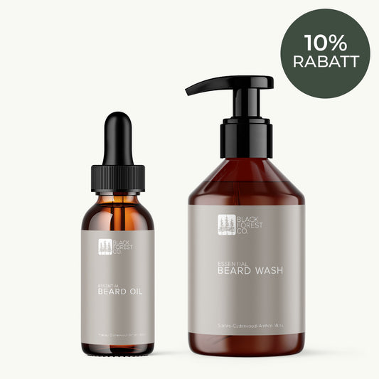 Essential Beard Care Set – natürliches Bartpflege Set mit Bartöl & Shampoo von Black Forest Co.